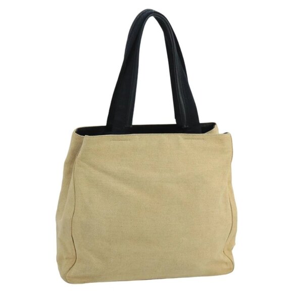 PRADA Tote Bag Canvas Beige Auth ti2434 - Picture 1 of 16